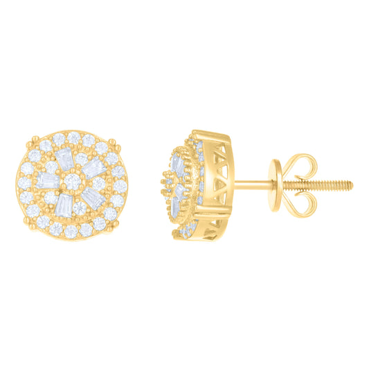 10K Yellow Gold Womens Moissanite 0.83 Cttw Fashion Stud Earrings