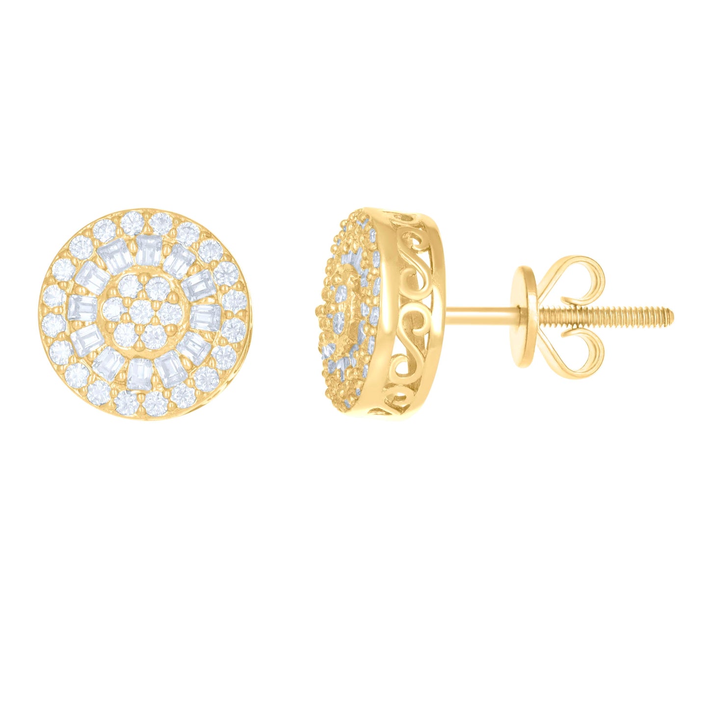 10K Yellow Gold Womens Moissanite 0.912 Cttw Fashion Stud Earrings
