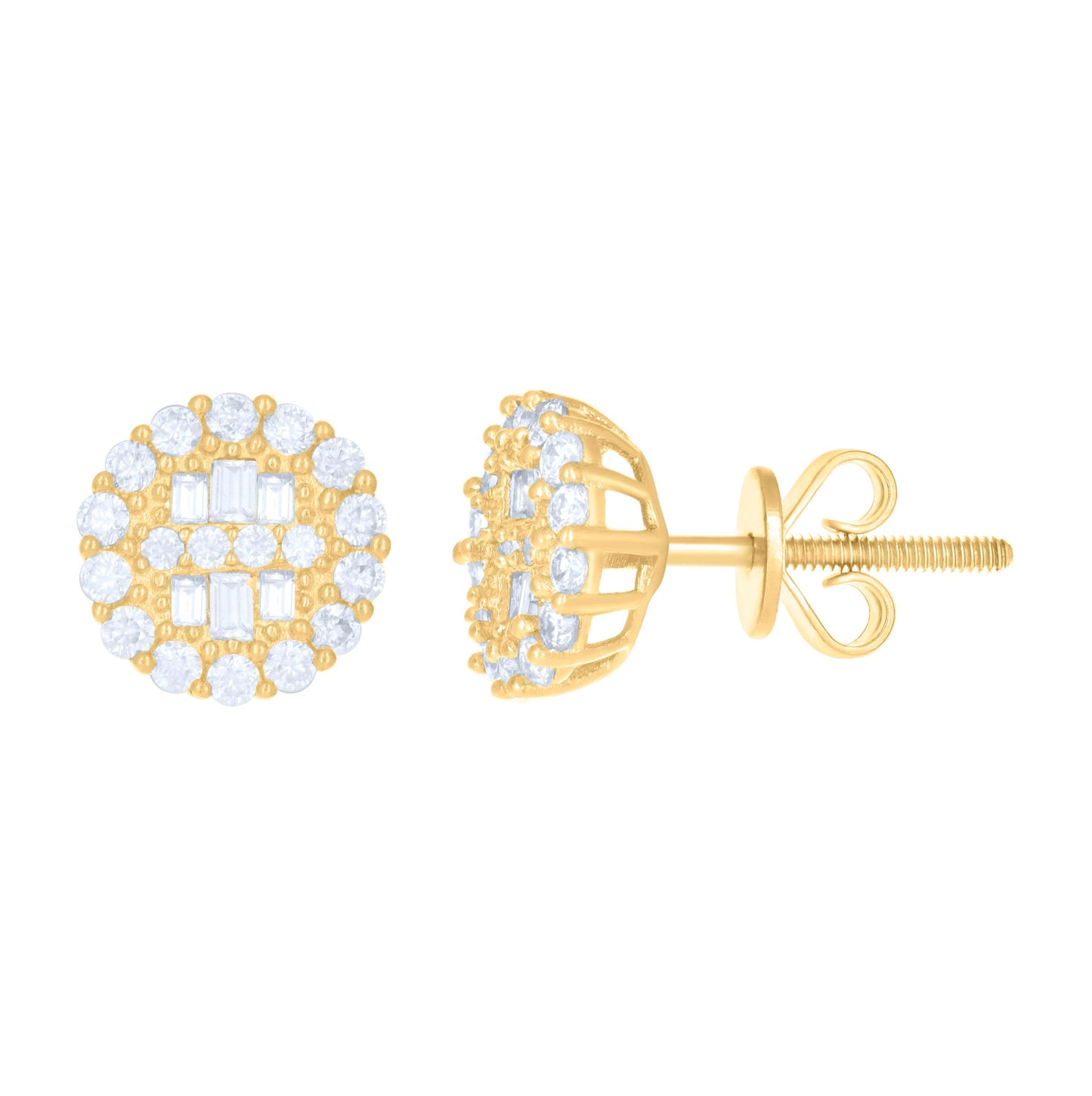 10K Yellow Gold Womens Moissanite 0.724 Cttw Fashion Stud Earrings