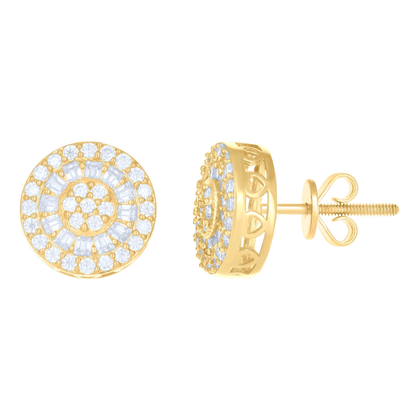 10K Yellow Gold Womens Moissanite 0.912 Cttw Fashion Stud Earrings