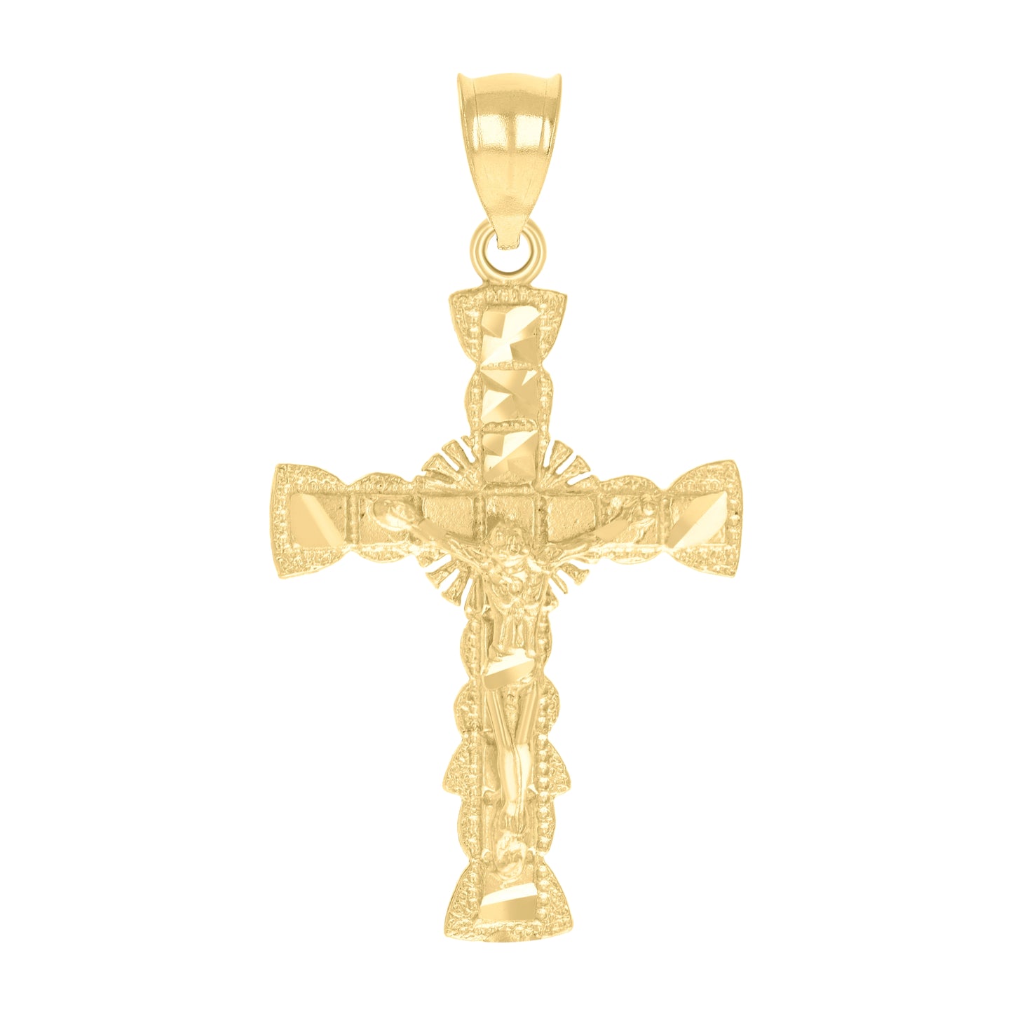 10K Yellow Gold Womens Crucifix Cross Religious Charm Pendant