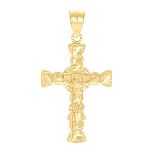 10K Yellow Gold Womens Crucifix Cross Religious Charm Pendant