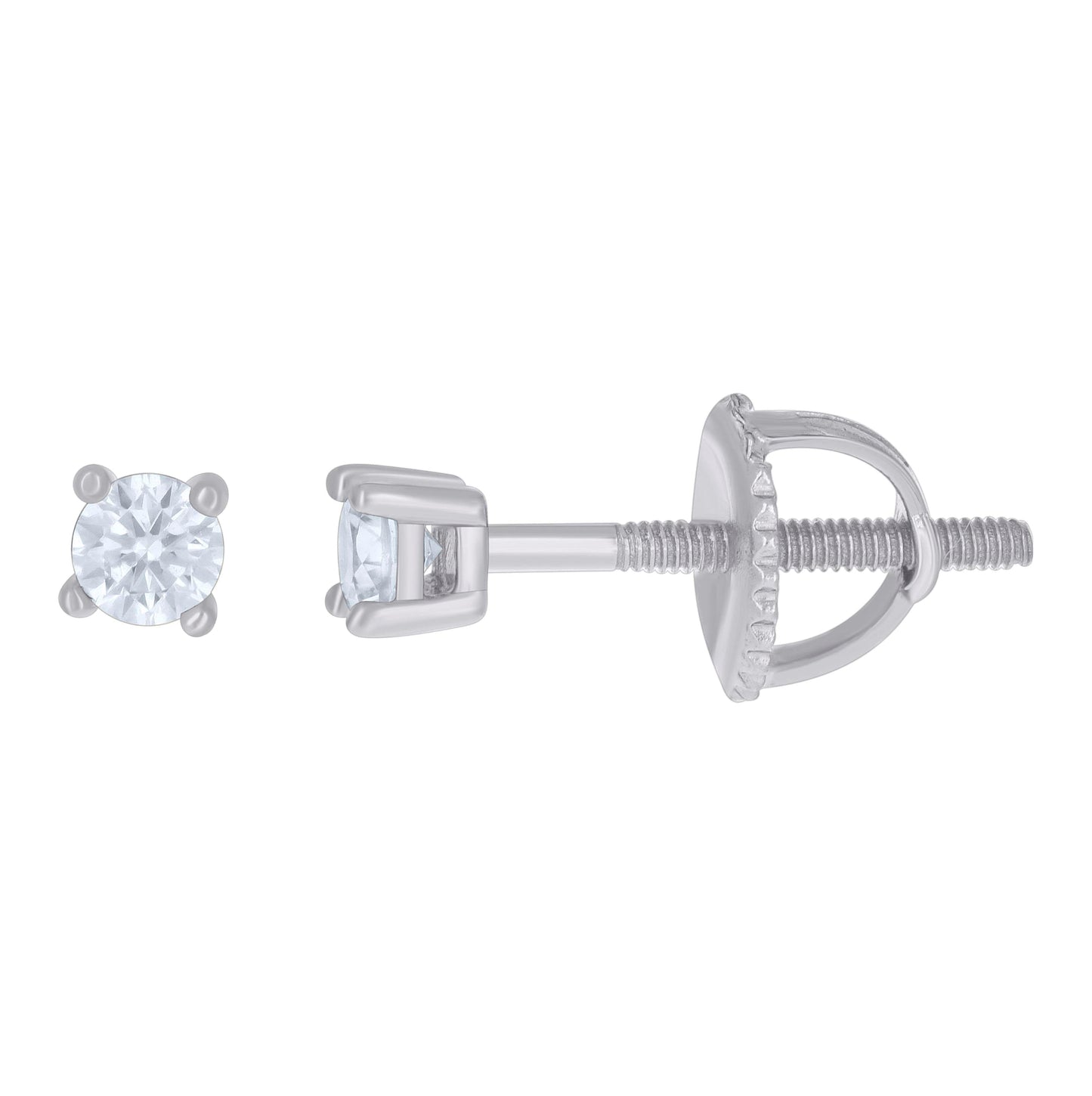 14K White Gold Womens 3mm Moissanite Stud Earrings