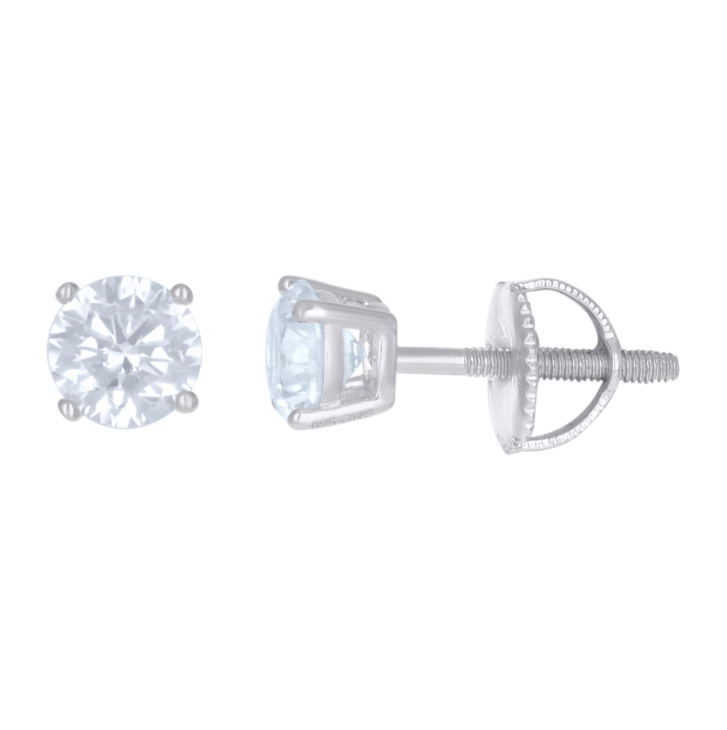 14K White Gold Womens 5mm Moissanite Stud Earrings