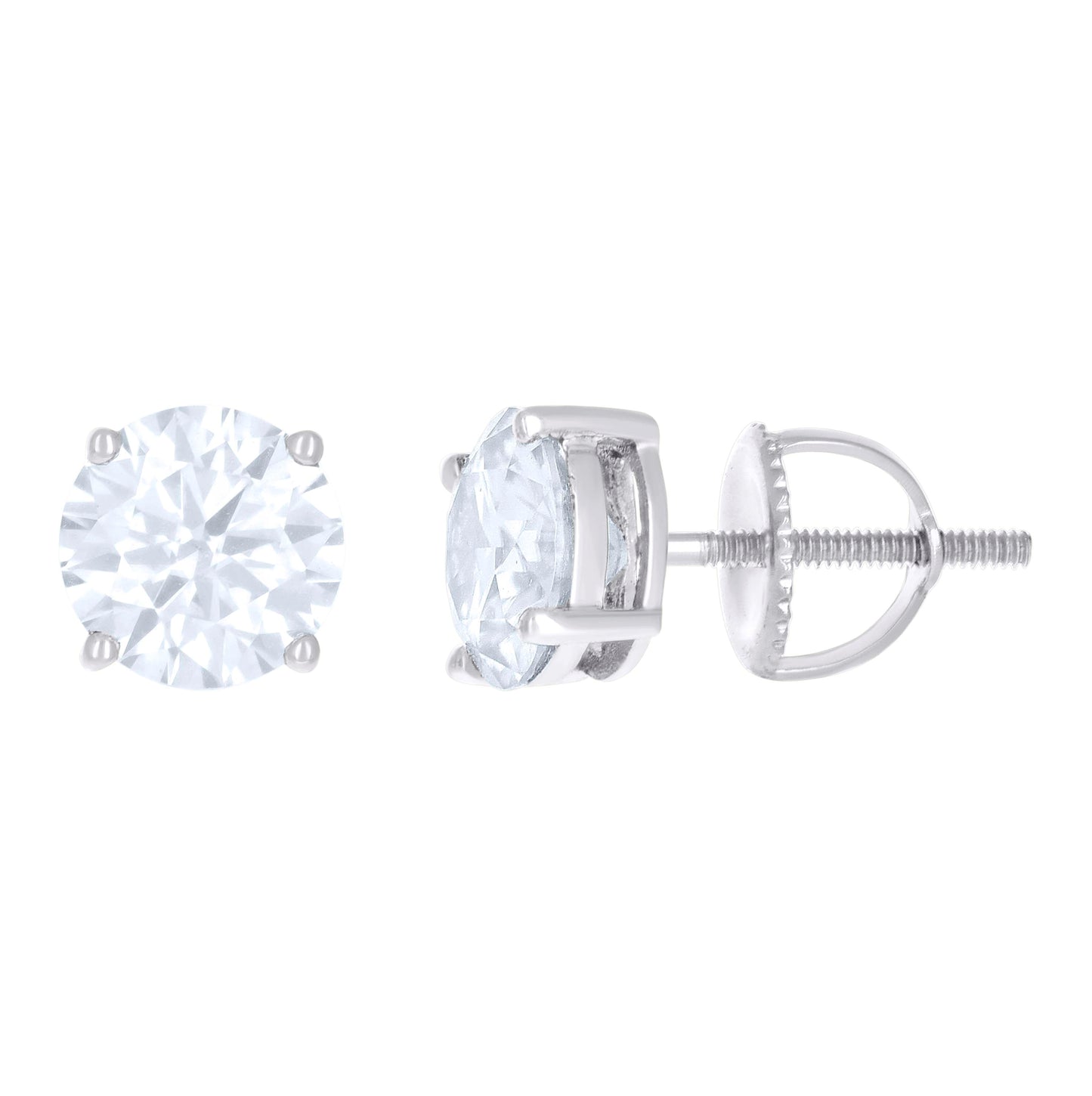 14K White Gold Womens 7mm Moissanite Stud Earrings