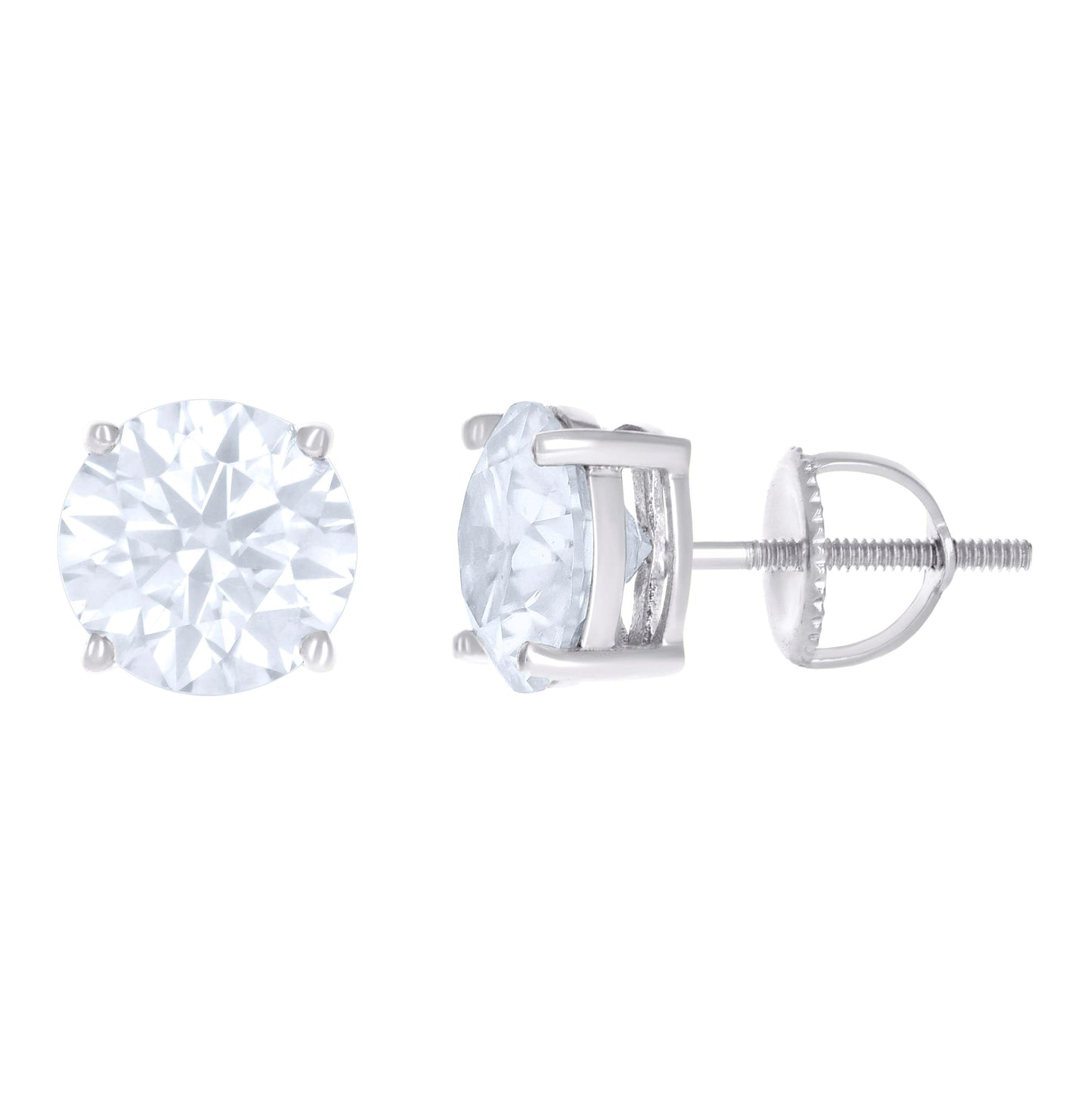 14K White Gold Womens 8mm Moissanite Stud Earrings