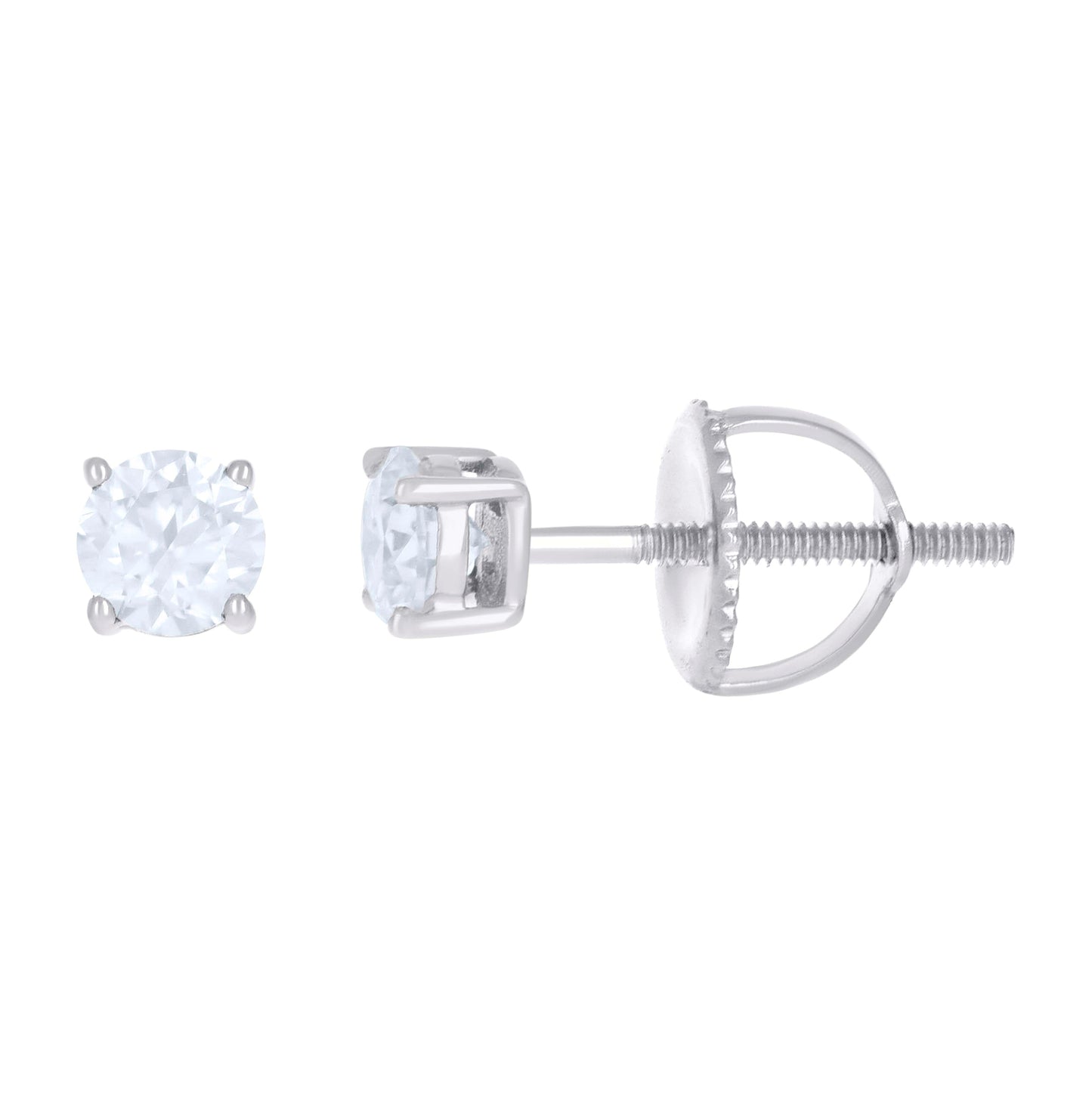 10K Yellow Or White Gold Unisex Moissanite Solitaire Stud Earrings