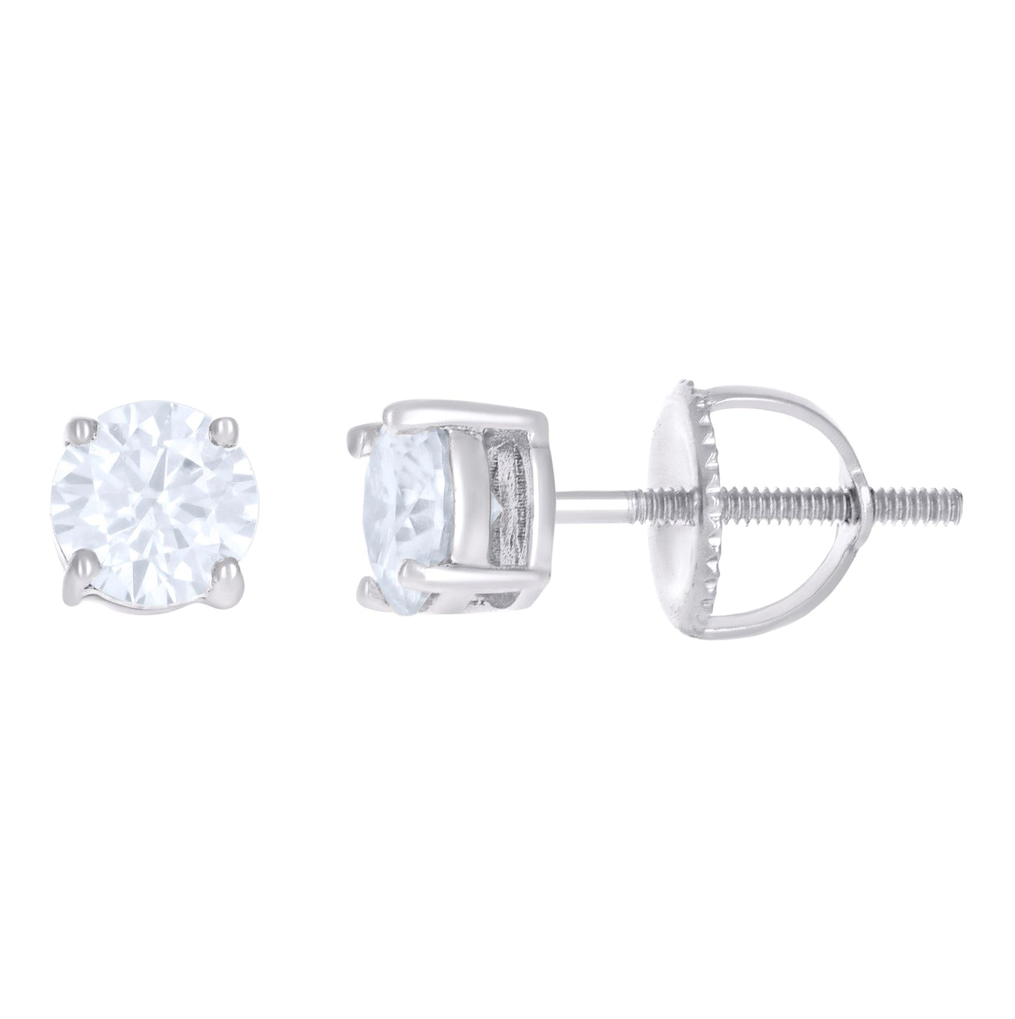 10K Yellow Or White Gold Unisex Moissanite Solitaire Stud Earrings