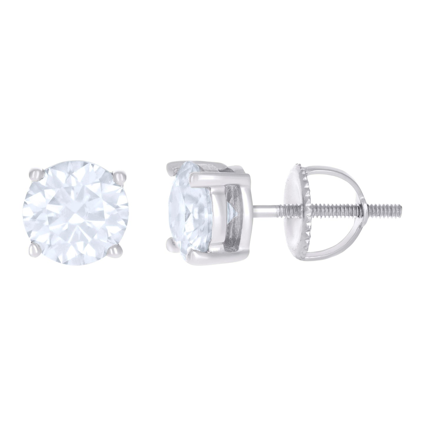 10K Yellow Or White Gold Unisex Moissanite Solitaire Stud Earrings