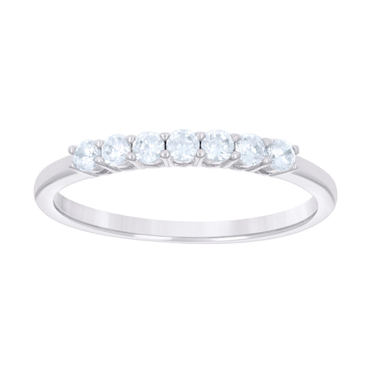 Sterling Silver Womens Cubic-Zirconia Single Row Cubic Zirconia Bridal Anniversary Engagement Wedding Band Ring