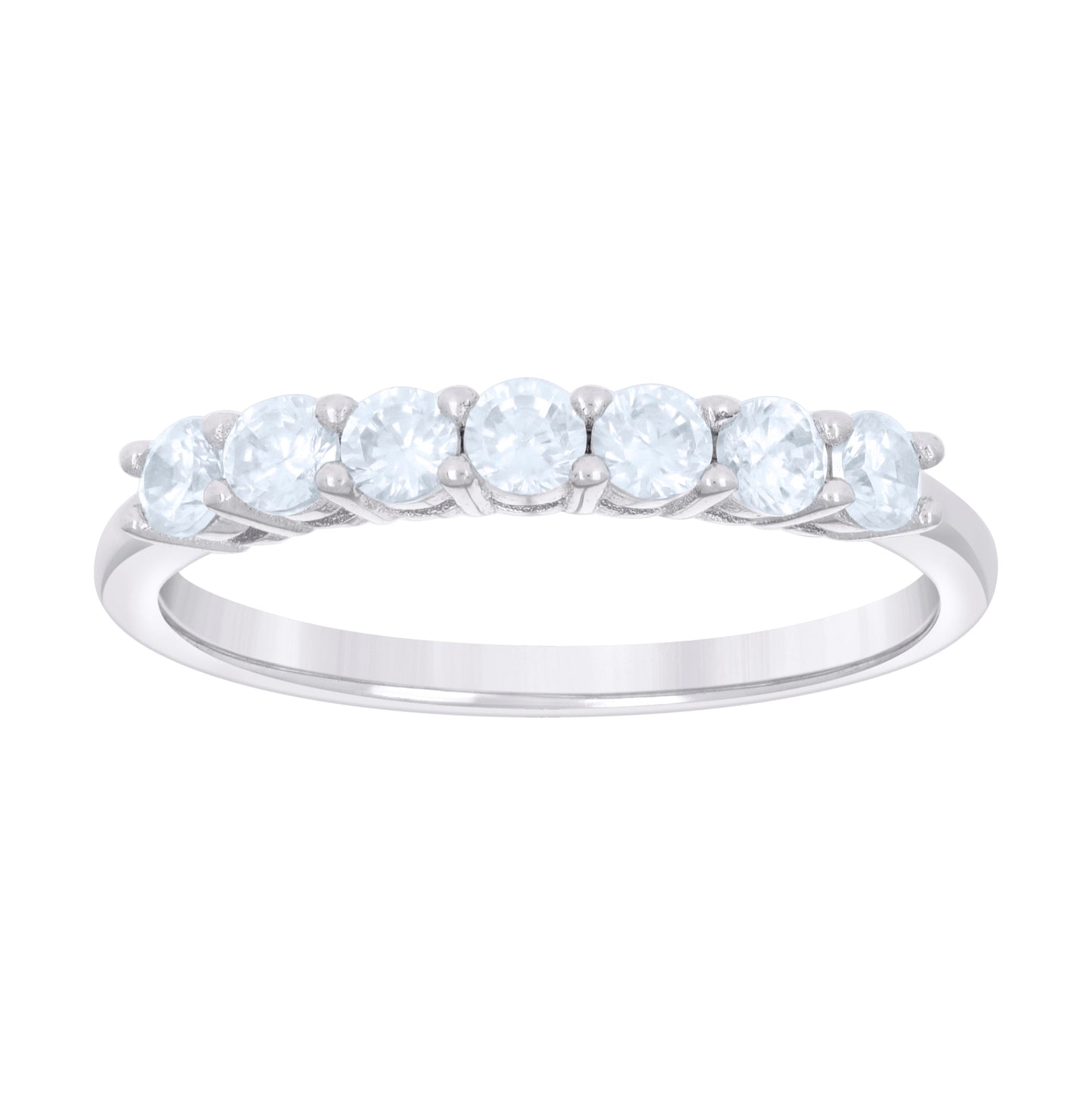 Sterling Silver Women's Cubic-Zirconia Single Row Cubic Zirconia Bridal Anniversary Engagement Wedding Band Ring