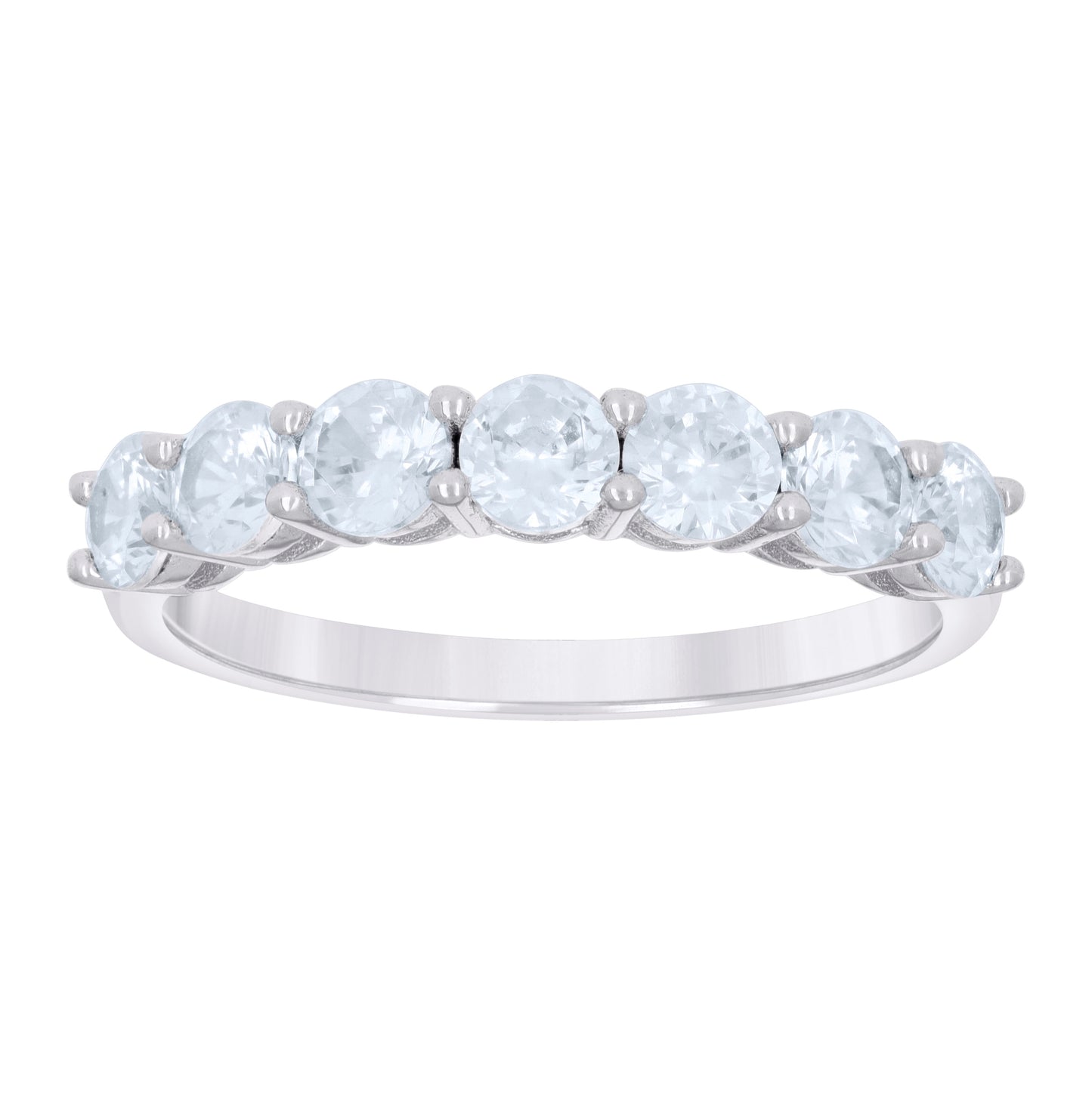 Sterling Silver Women's Cubic-Zirconia Single Row Cubic Zirconia Bridal Anniversary Engagement Wedding Band Ring