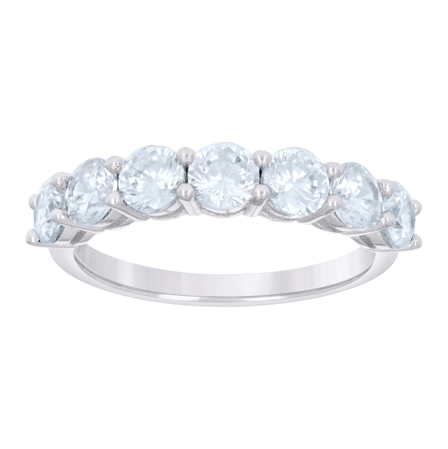 Sterling Silver Women's Cubic-Zirconia Single Row Cubic Zirconia Bridal Anniversary Engagement Wedding Band Ring