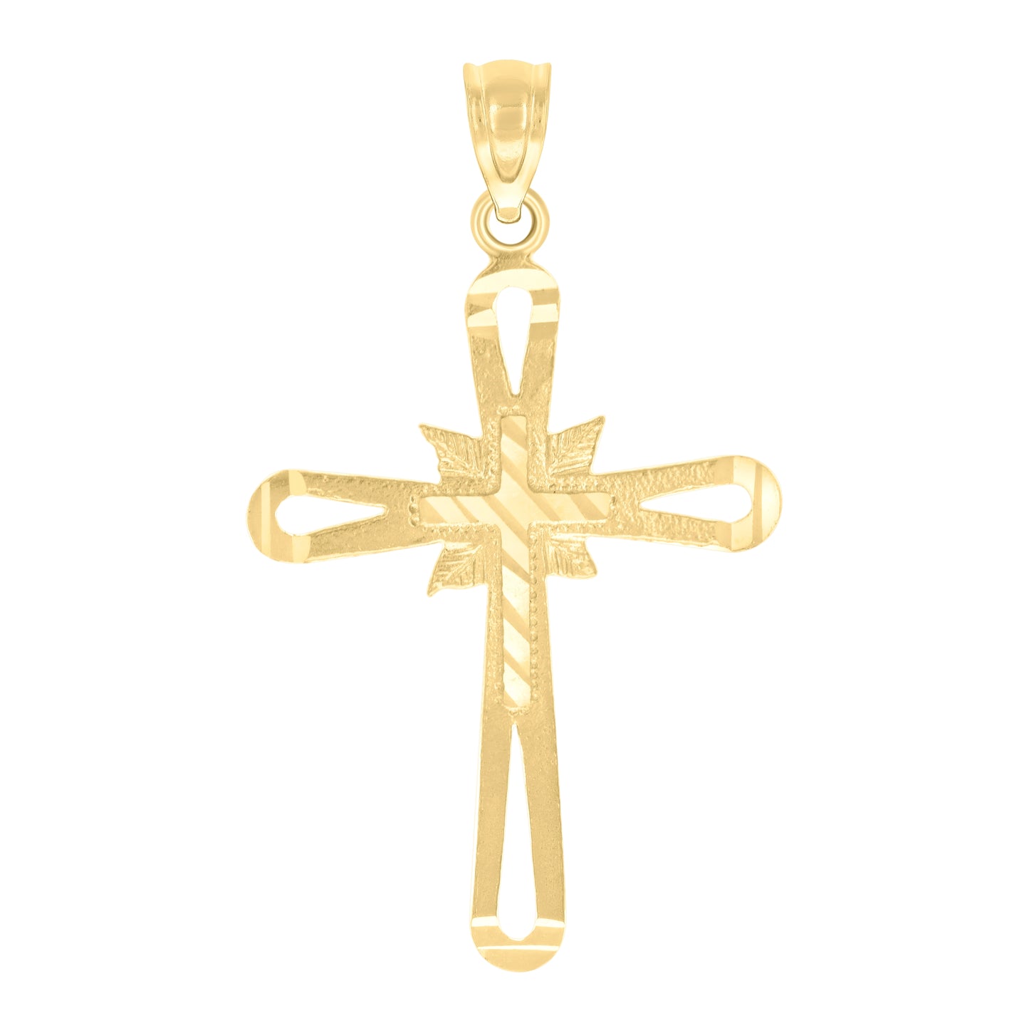 10K Yellow Gold Mens Women Cross Religious Charm Pendant