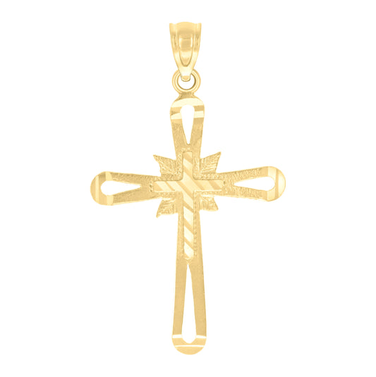 10K Yellow Gold Mens Women Cross Religious Charm Pendant