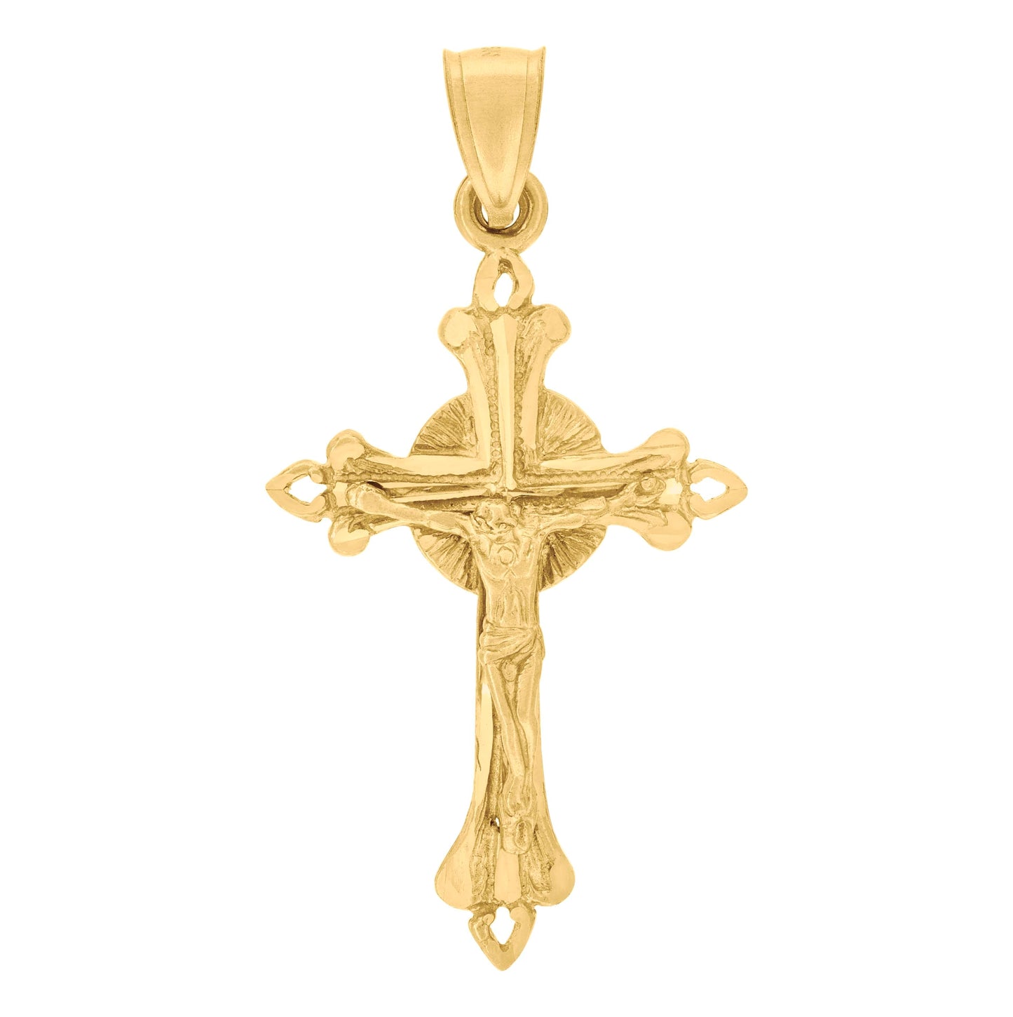 10K Yellow Gold Womens Mens Unisex Jesus Crucifix Cross Religious Charm Pendant