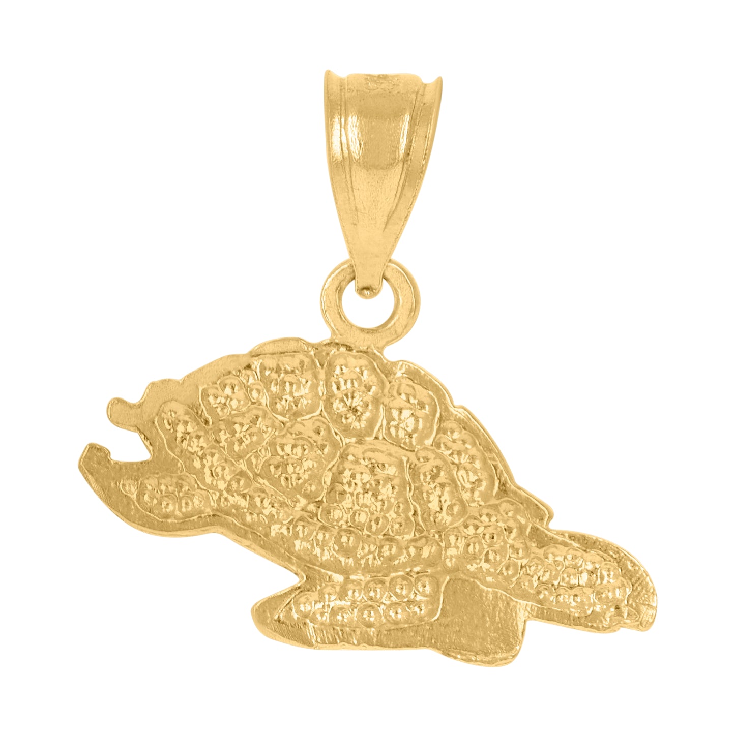 10K Yellow Gold Diamond-Cut Unisex Turtle Animal Charm Pendant