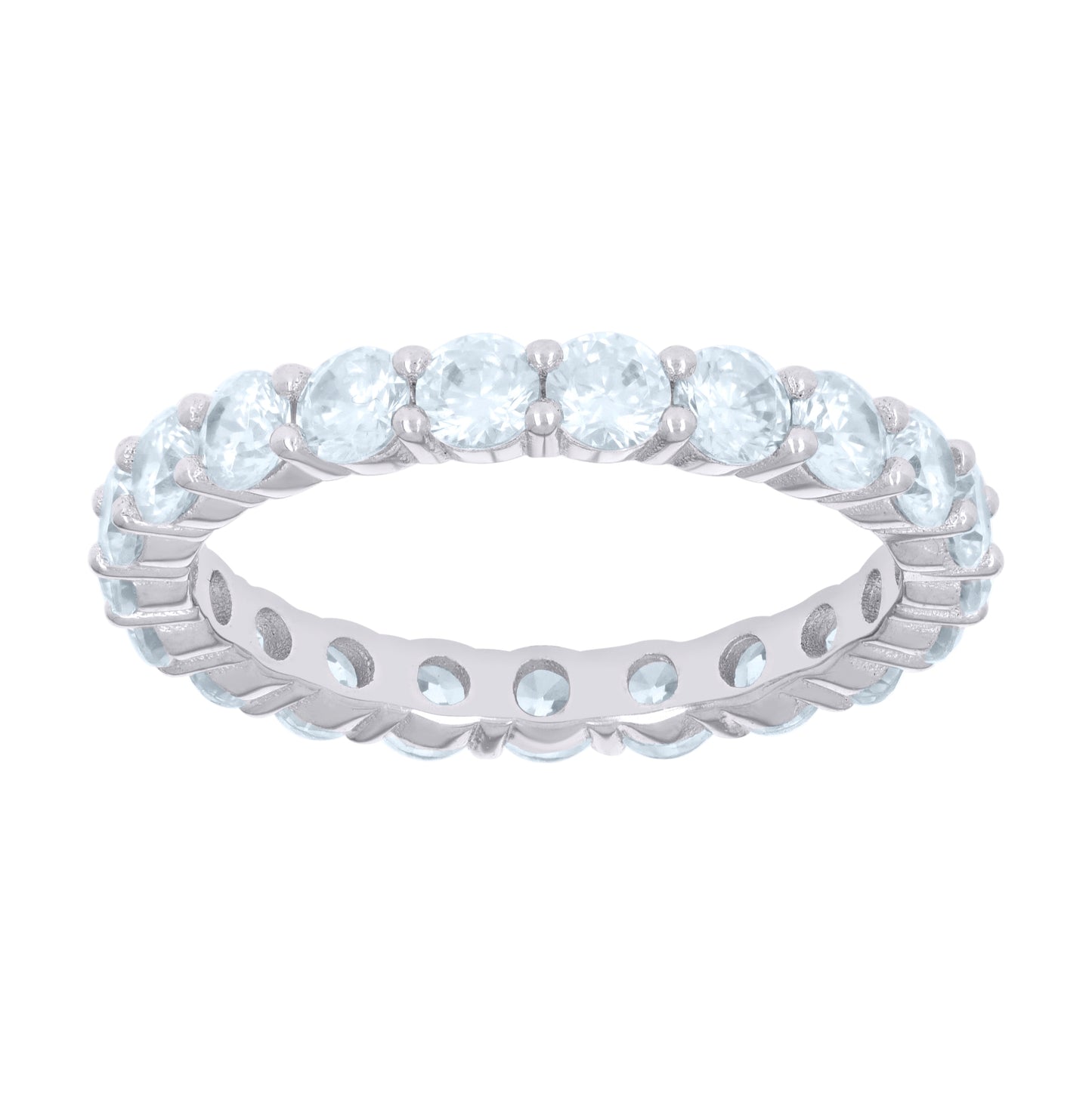Sterling Silver Womens Cubic-Zirconia Eternity Bridal Anniversary Engagement Wedding Ring