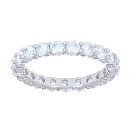 Sterling Silver Womens Cubic-Zirconia Eternity Bridal Anniversary Engagement Wedding Ring