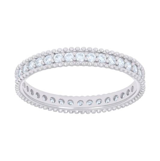 Sterling Silver Womens Cubic-Zirconia Single Row Cubic Zirconia Eternity Bridal Anniversary Engagement Wedding Ring
