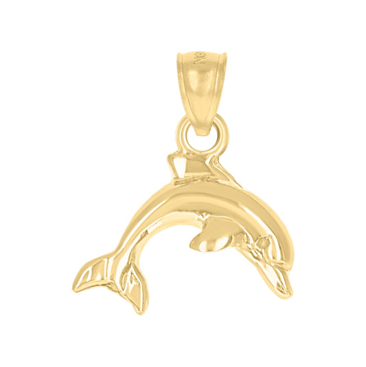 10K Yellow Gold Unisex Sea Dolphin Animal Charm Pendant