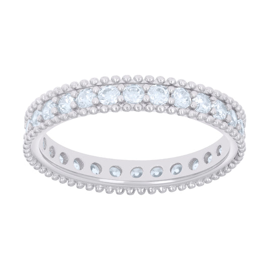 Sterling Silver Women's Cubic-Zirconia Single Row Cubic Zirconia Eternity Bridal Anniversary Engagement Wedding Ring