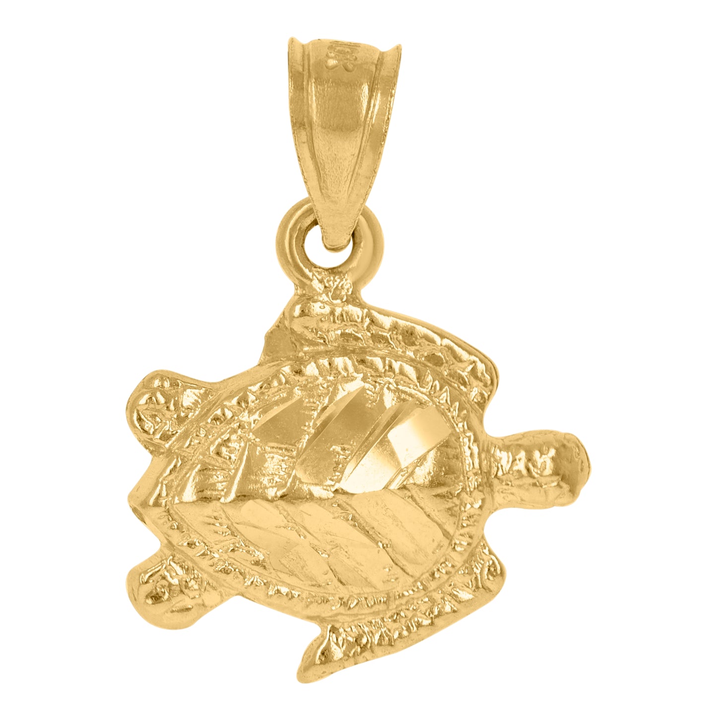 10K Yellow Gold Womens Textured Sea Turtle Animal Charm Pendant