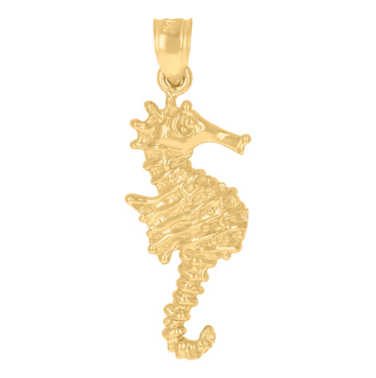 10K Yellow Gold Womens Seahorse Animal Charm Pendant