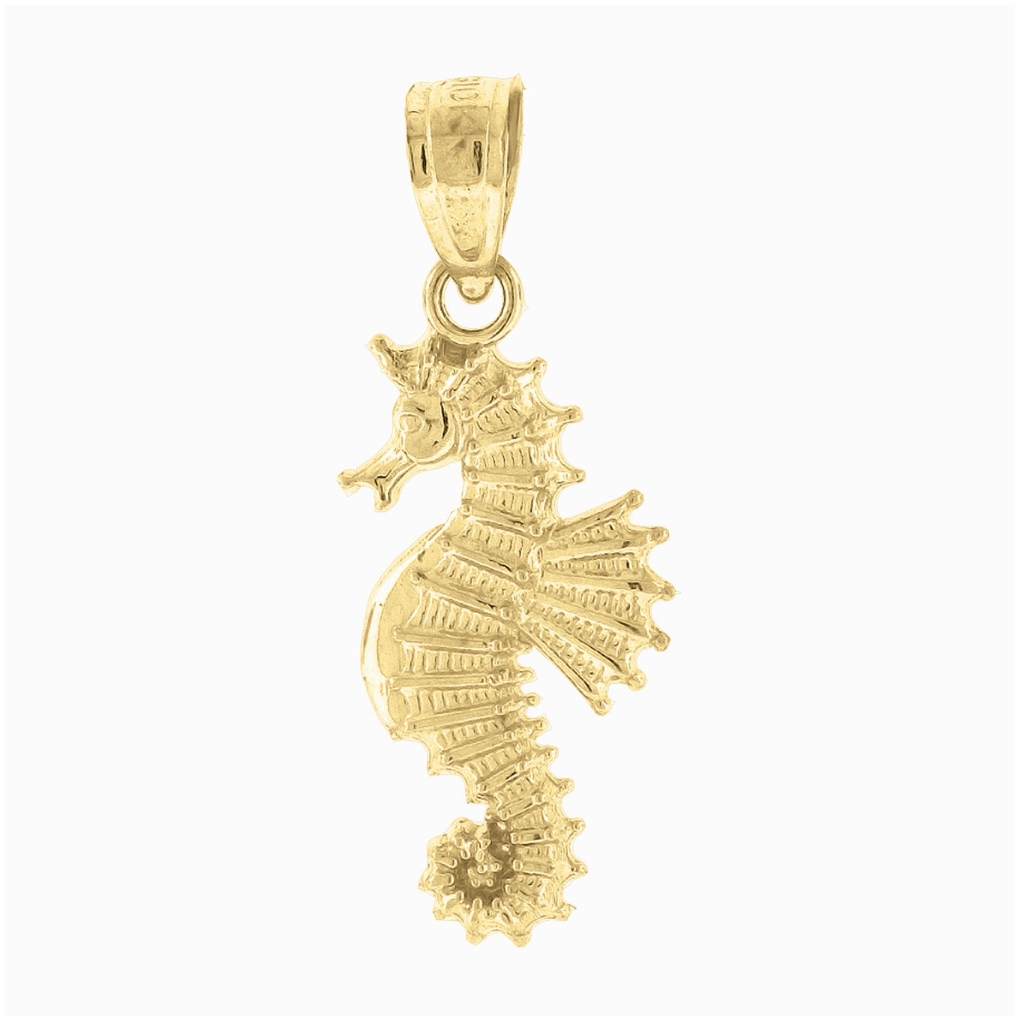 10K Yellow Gold Womens Seahorse Animal Charm Pendant