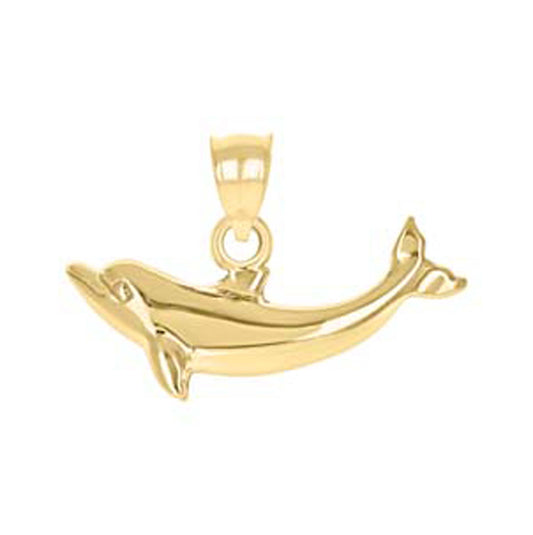 10K Yellow Gold Womens Dolphin Animal Charm Pendant