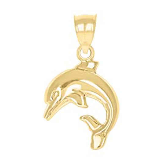 10K Yellow Gold Womens Dolphin Animal Charm Pendant