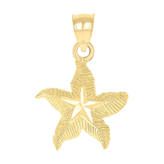 10K Yellow Gold Womens Starfish Animal Charm Pendant