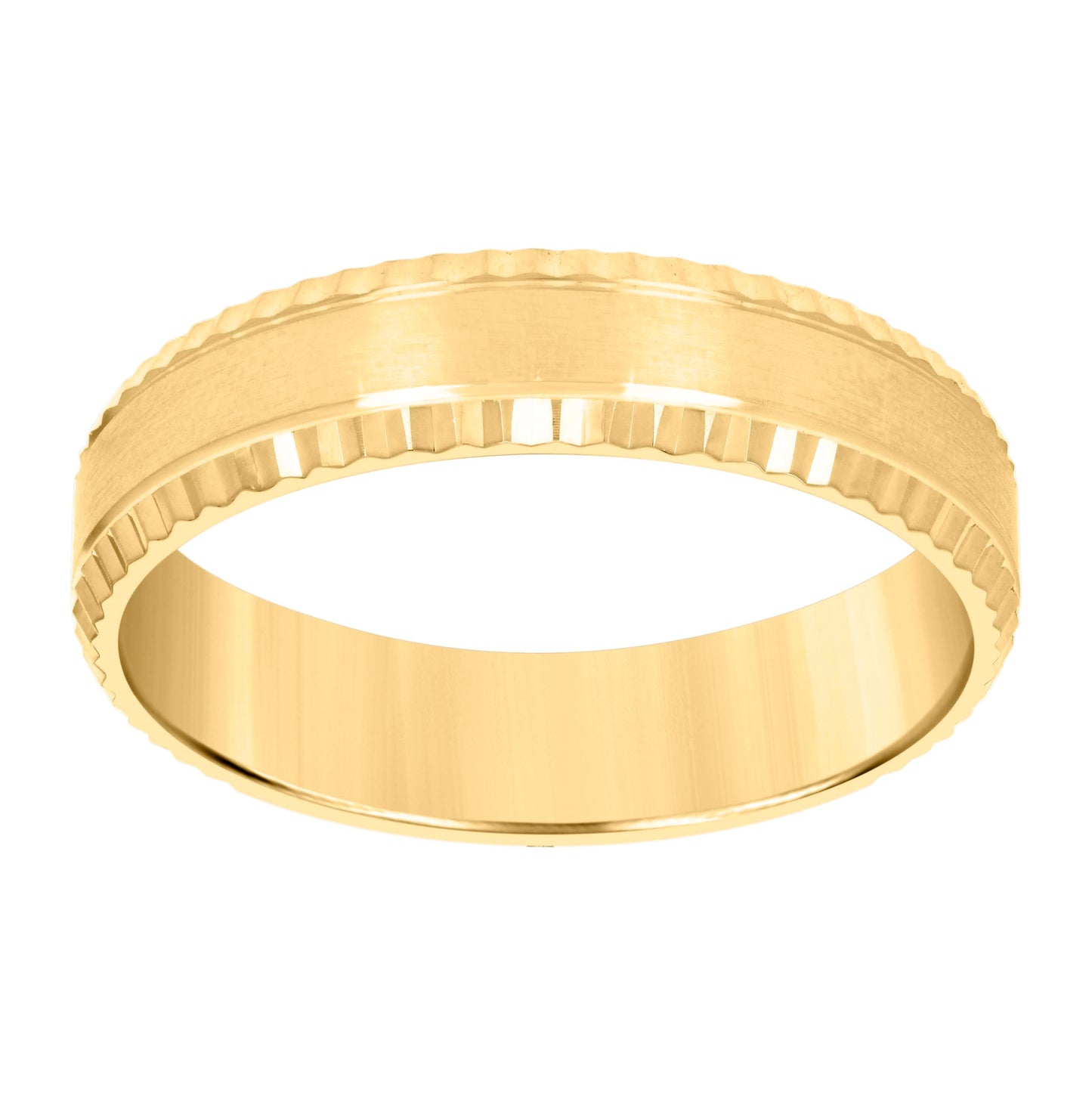 14K Yellow Or White Gold Mens 4mm Diamond-cut Bridal Anniversary Engagement Wedding Band Ring