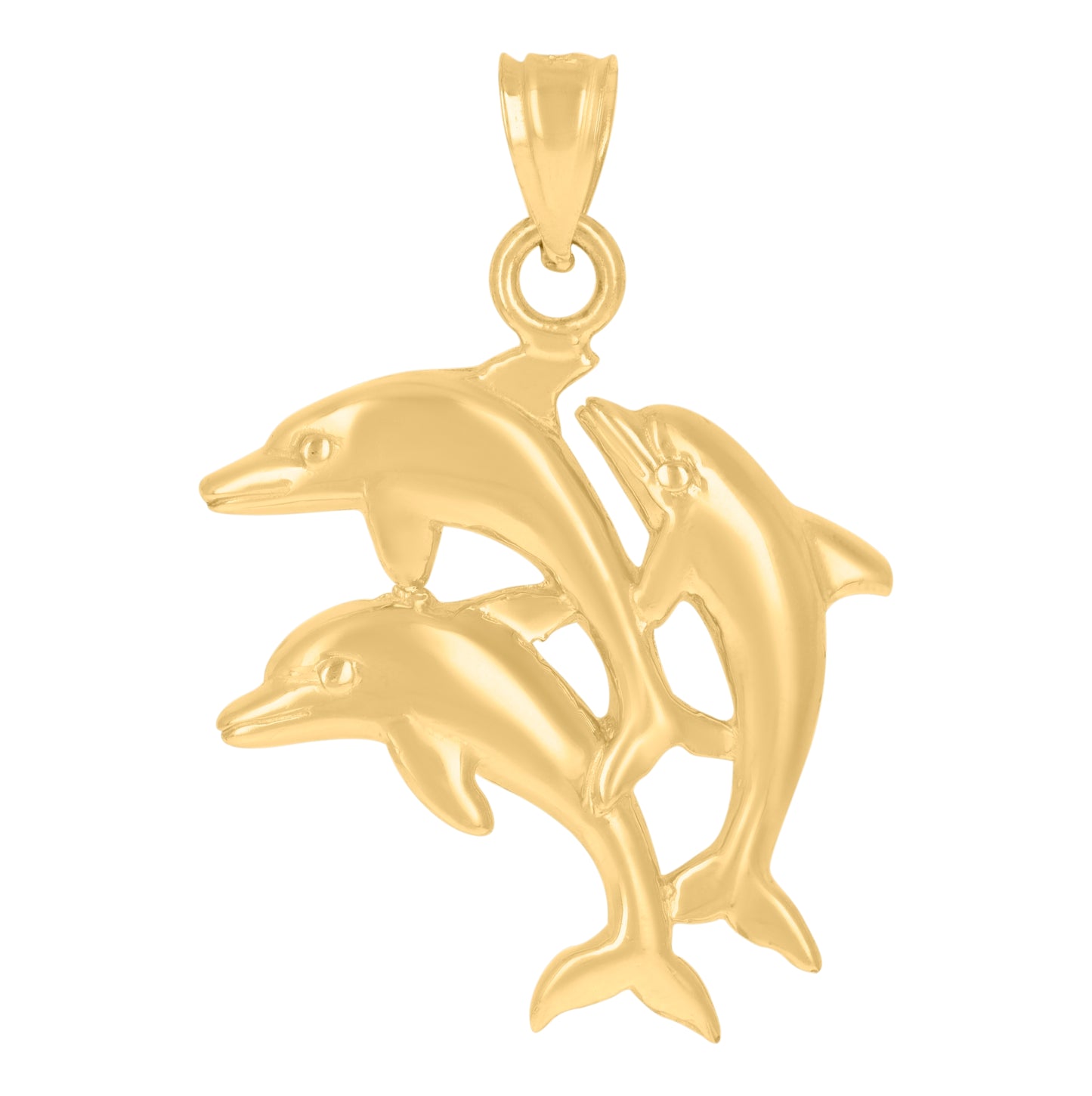 10K Yellow Gold Womens Three Animal Charm Pendant