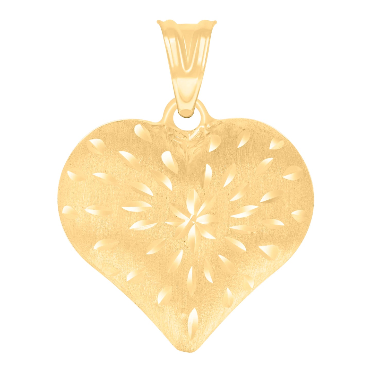 10K Yellow Gold Womens Puffed Heart Charm Pendant