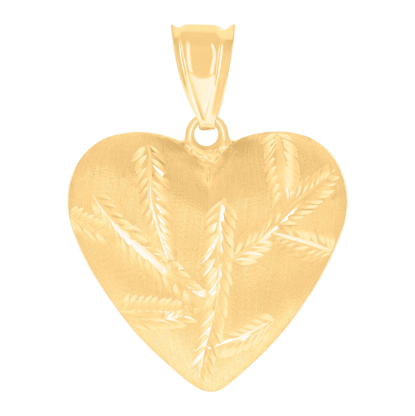 10K Yellow Gold Womens Puffed Heart Charm Pendant