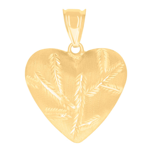 10K Yellow Gold Womens Puffed Heart Charm Pendant