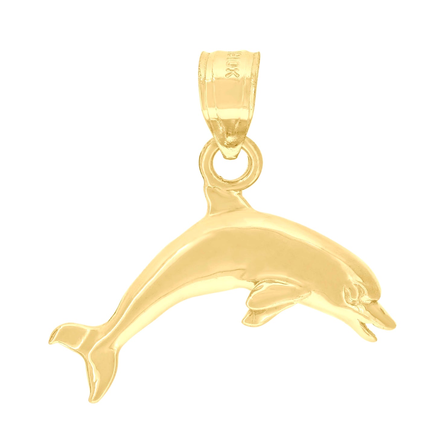 10K Yellow Gold Womens Dolphin Animal Charm Pendant
