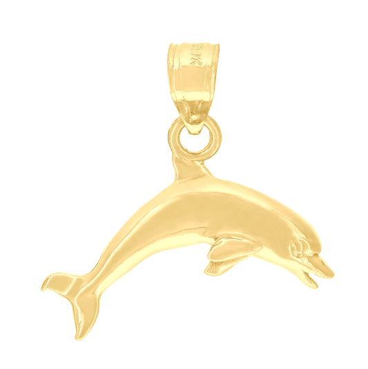 10K Yellow Gold Womens Dolphin Animal Charm Pendant