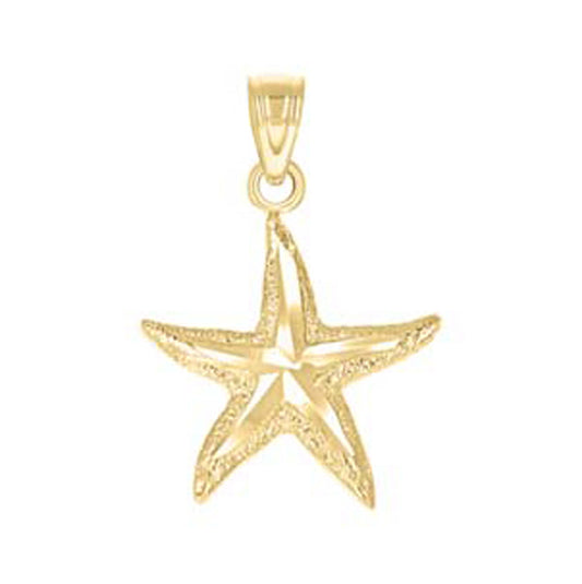10K Yellow Gold Unisex Star Fish Sea Life Charm Pendant