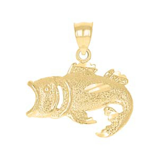 10K Yellow Gold Womens Fish Animal Charm Pendant