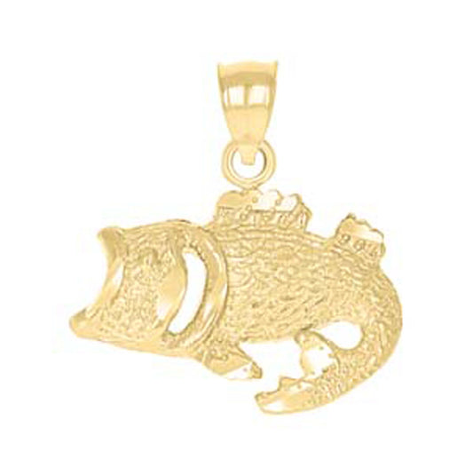 10K Yellow Gold Womens Fish Animal Charm Pendant