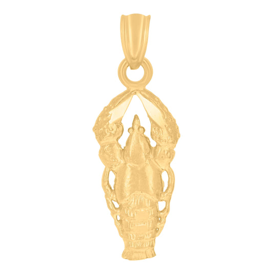10K Yellow Gold Womens Lobster Animal Charm Pendant