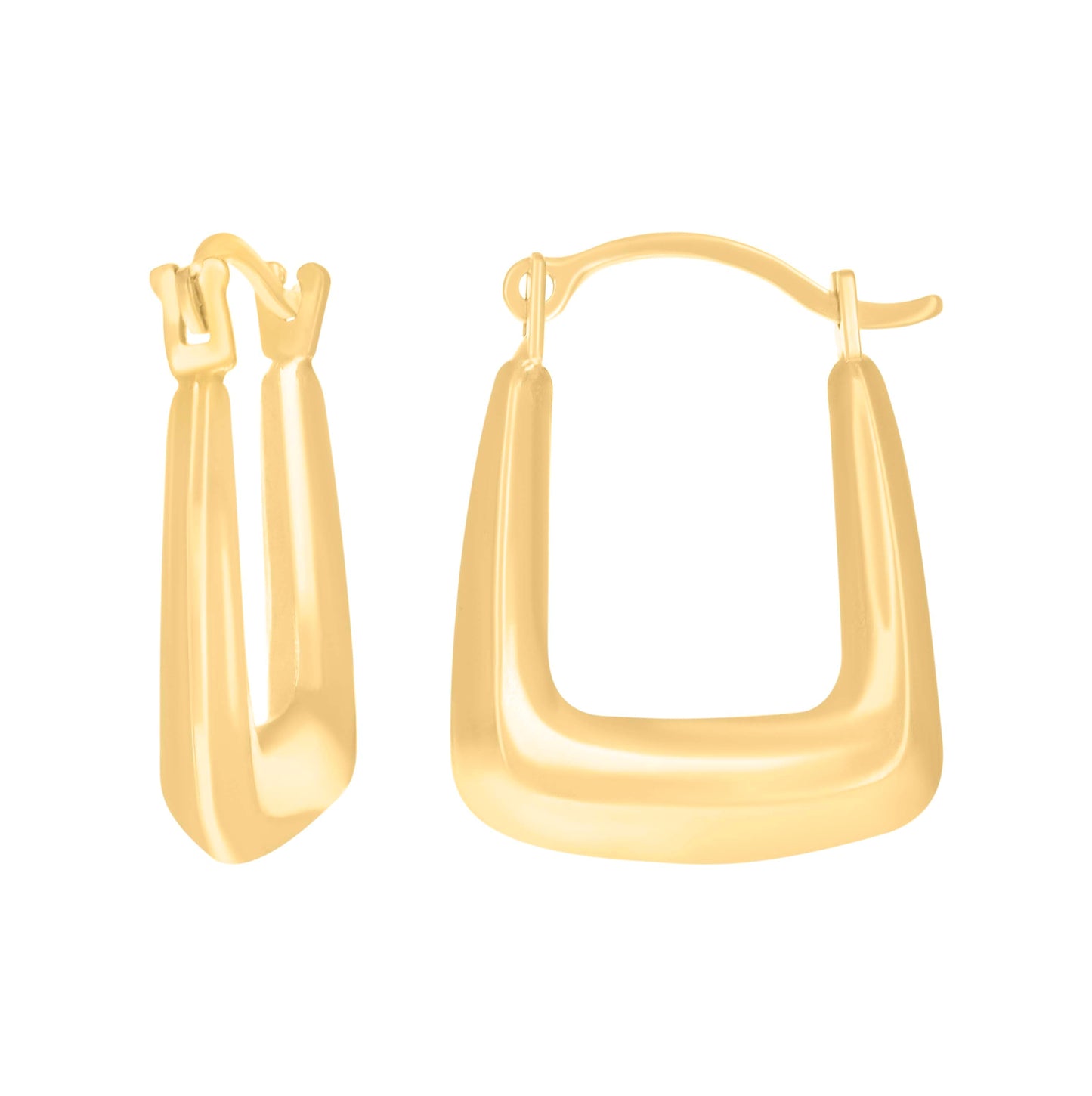 14K Yellow Gold Womens U-Shape Hoop Earrings