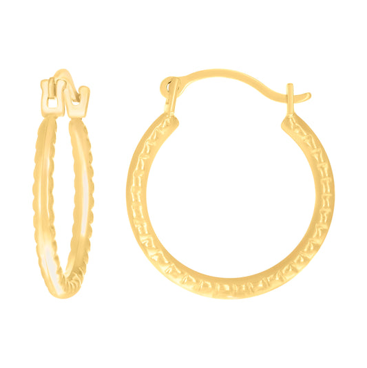 14K Yellow Gold Womens Fashion Hoop Earrings