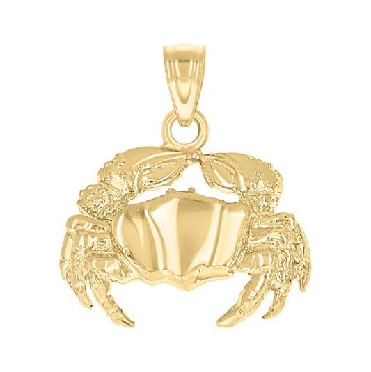 10K Yellow Gold Womens Crab Animal Charm Pendant