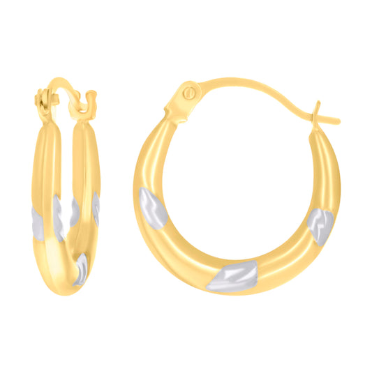 14K Two-tone Gold Womens Fashion Hoop Earrings