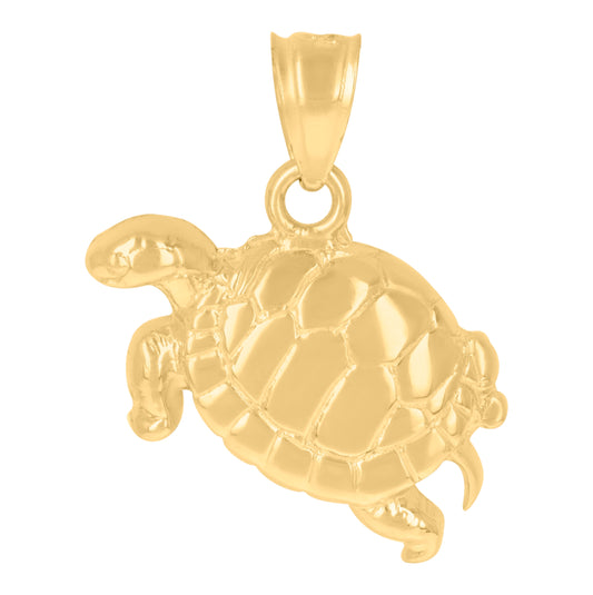 10K Yellow Gold Womens Sea Turtle Animal Charm Pendant