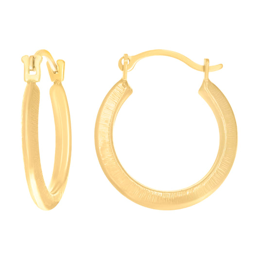 14K Yellow Gold Womens Fashion Hoop Earrings