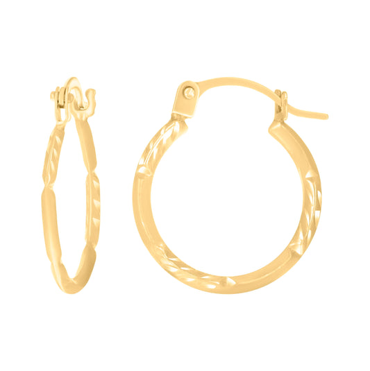 14K Yellow Gold Womens Fashion Hoop Earrings